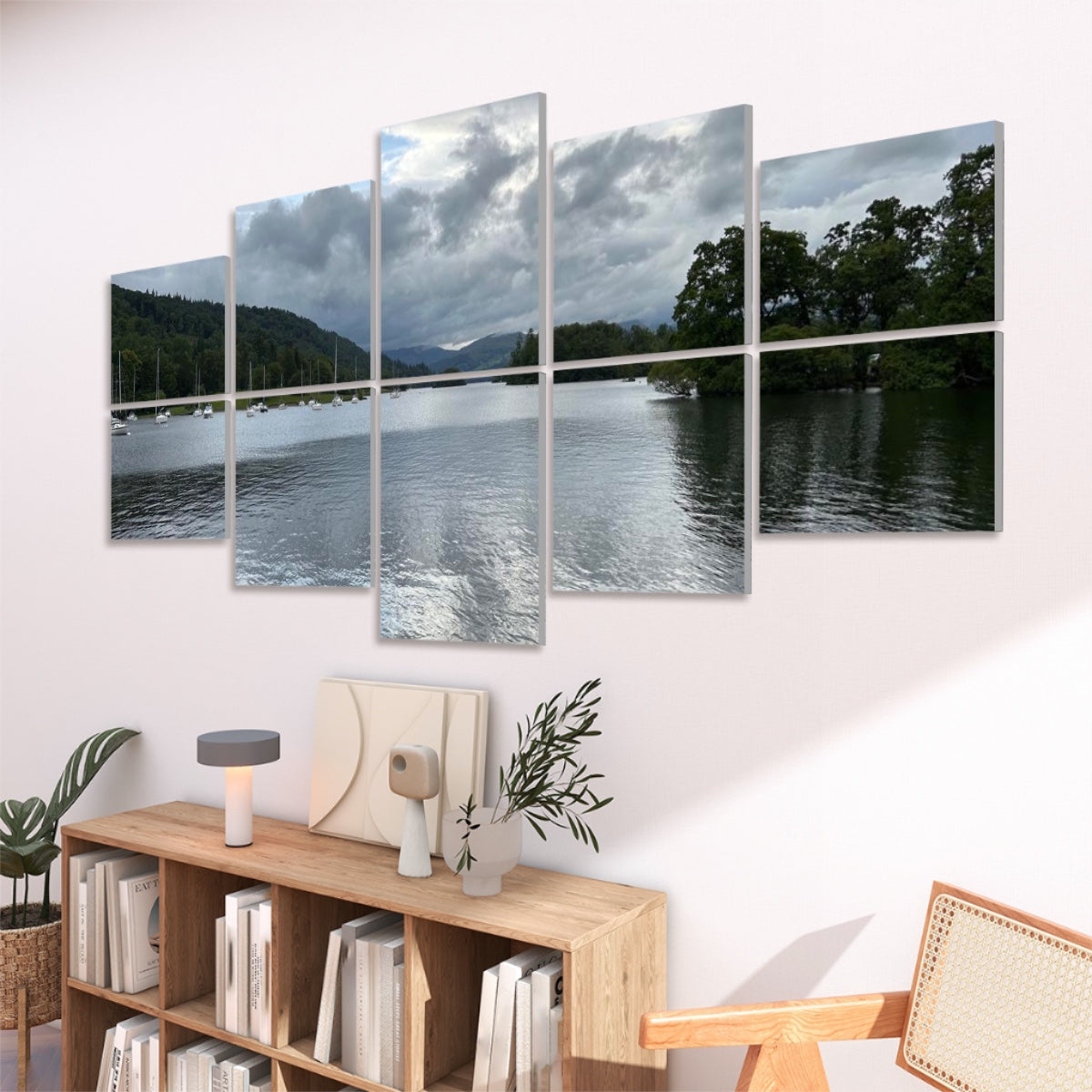 Windermere Lake Landscape 10 Decorative Sound Absorbing Wall Panels panoramic lake scene in multi panel wall art for home decor
