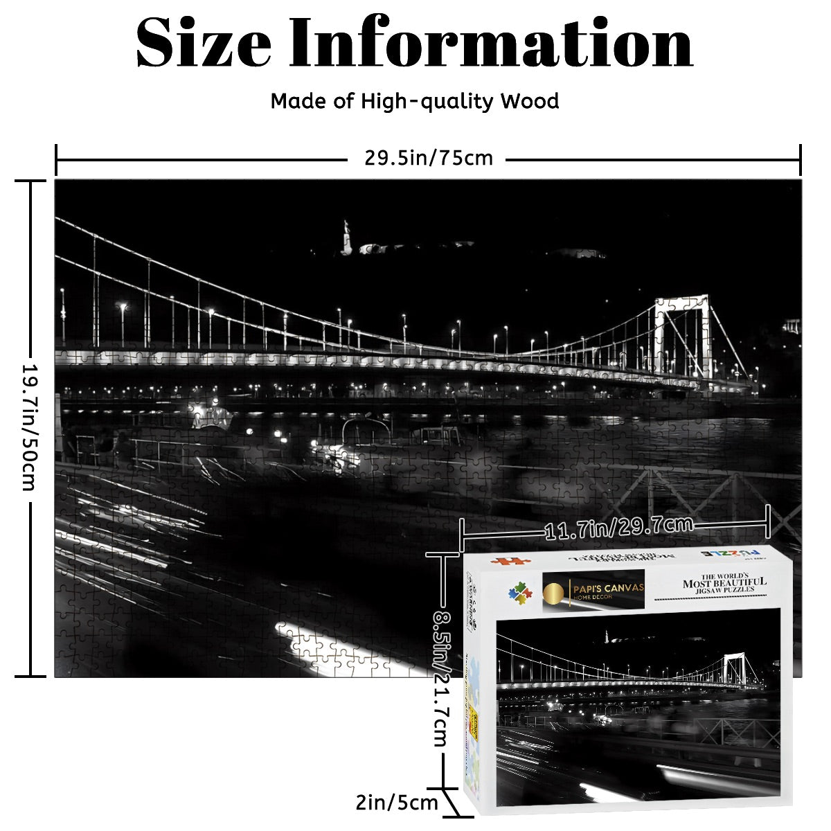 Full color photo of a historic bridge in Budapest with architectural buildings in the background.