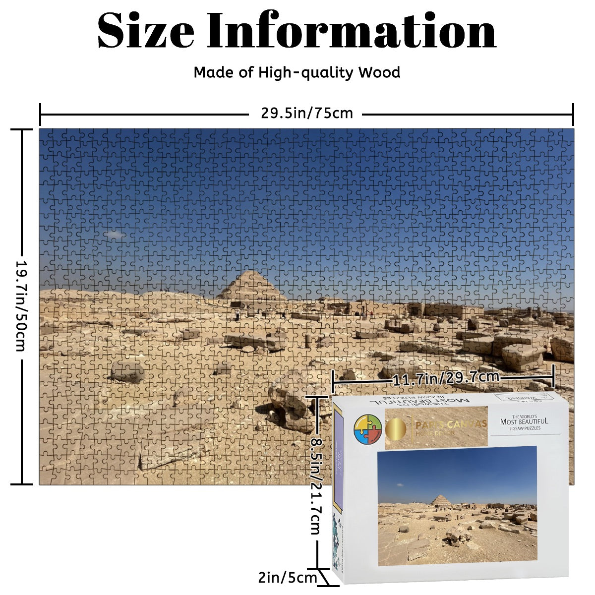 1000 Piece Wooden Jigsaw Puzzle featuring desert and Step Pyramid of Saqqara in the background