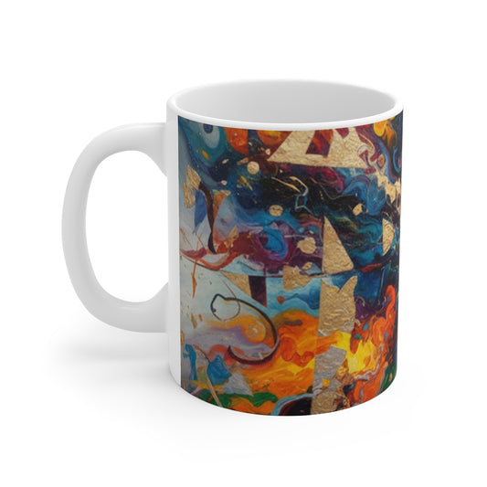 Papi's Canvas Made in UK 11oz Ceramic Colourful Explosion Abstract Art Coffee Mug with vibrant design