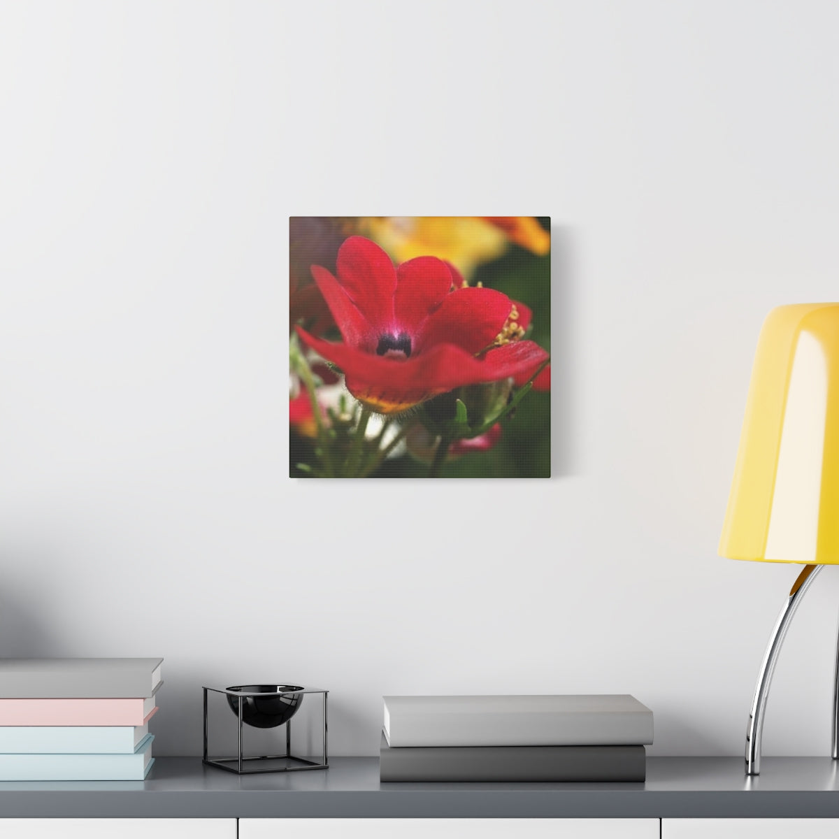 floral canvas print with red flower, size: 12''x12''