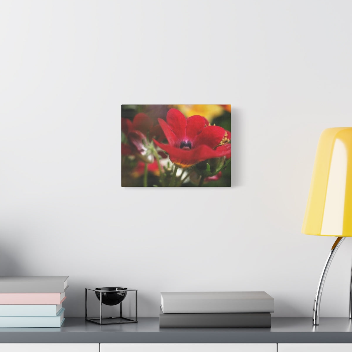 floral canvas print with red flower, size: 12''x9''