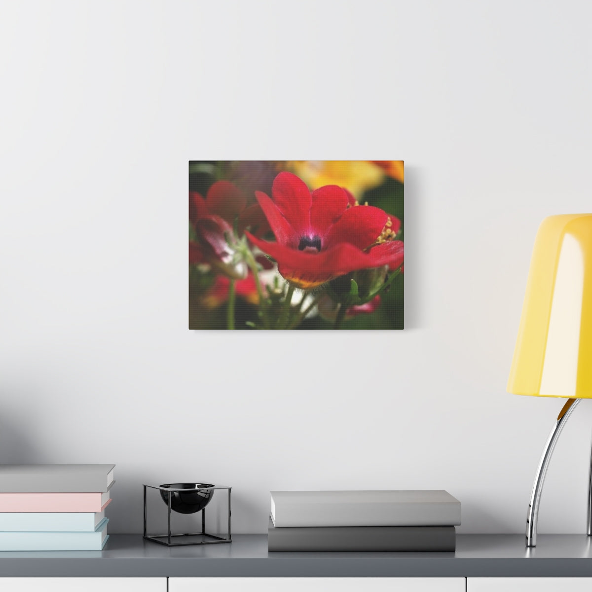floral canvas print with red flower, size: 14''x11''
