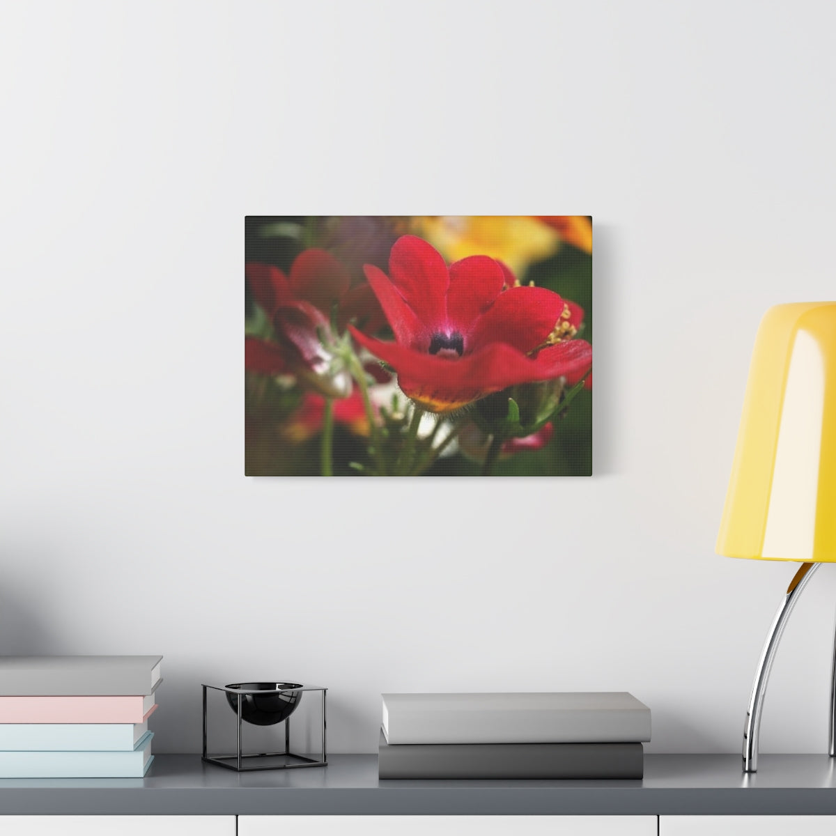 floral canvas print with red flower, size: 16''x12''