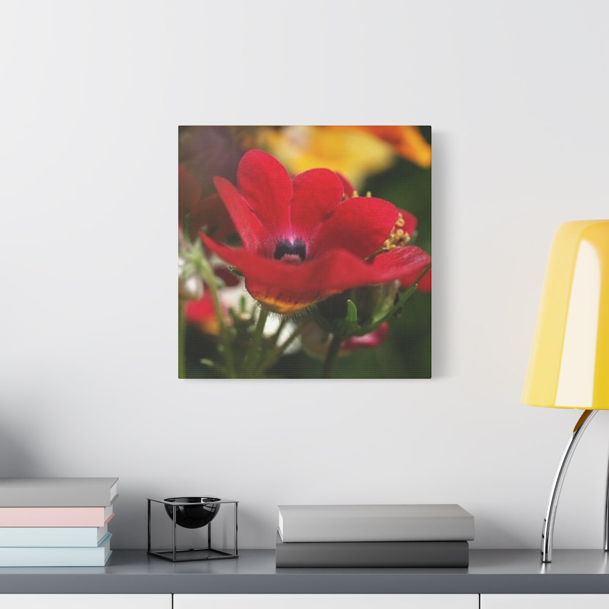 floral canvas print with red flower, size: 16''x16''