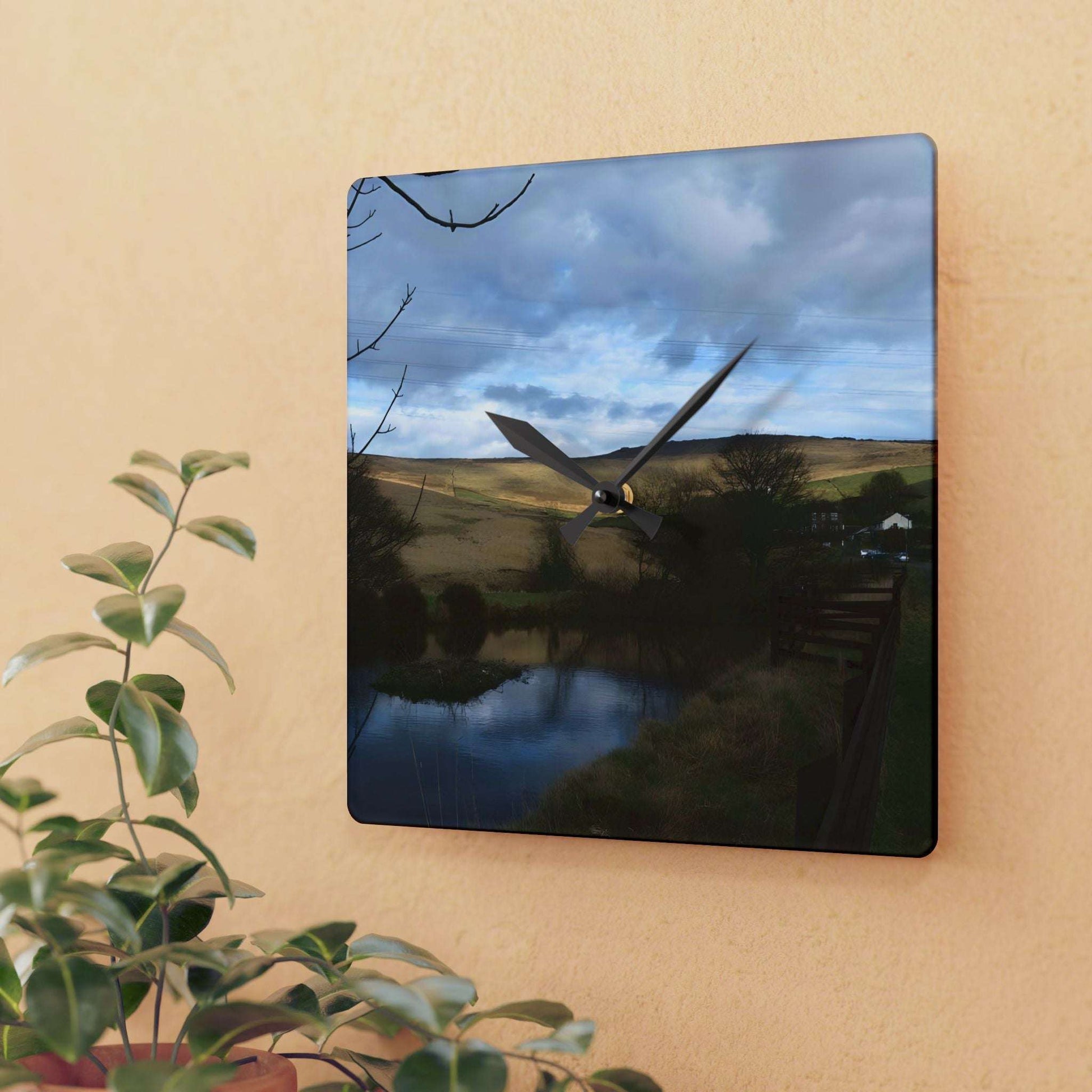 Acrylic Wall Clock featuring British countryside landscape