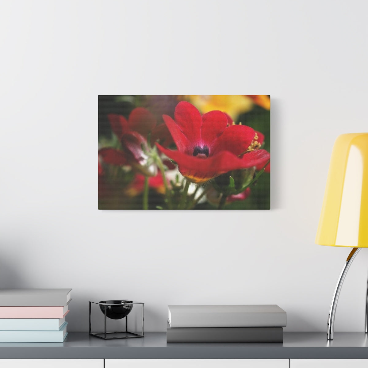 floral canvas print with red flower, size: 18''x12''