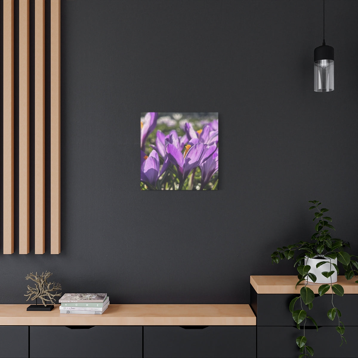 floral canvas print featuring close up of crocus, size: 20''x20''