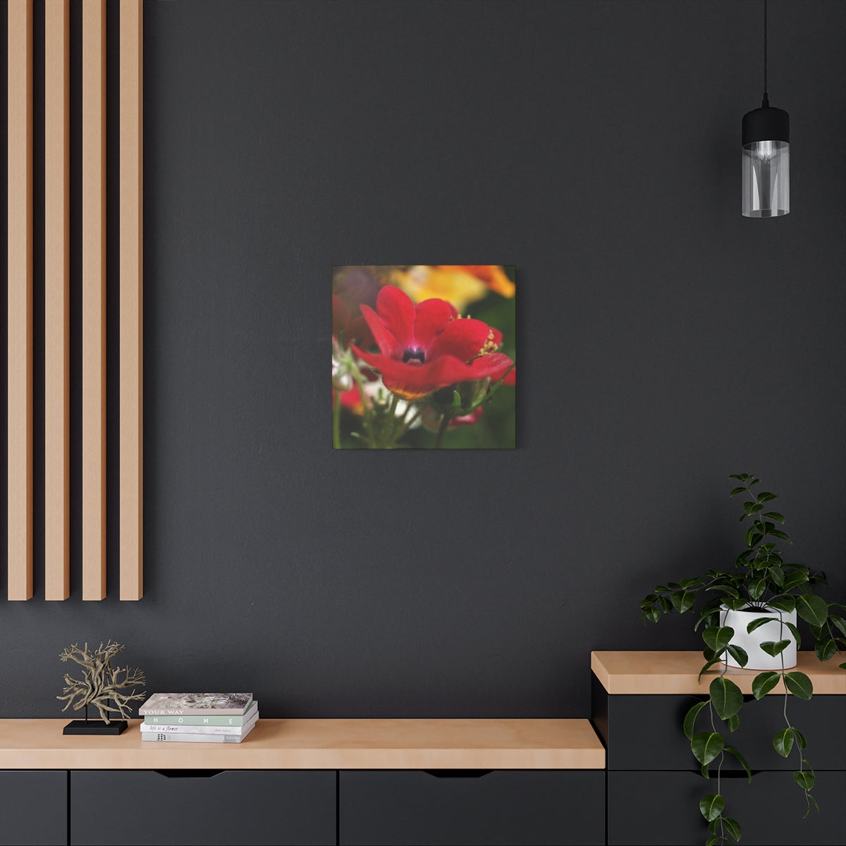 floral canvas print with red flower, size: 20''x20''