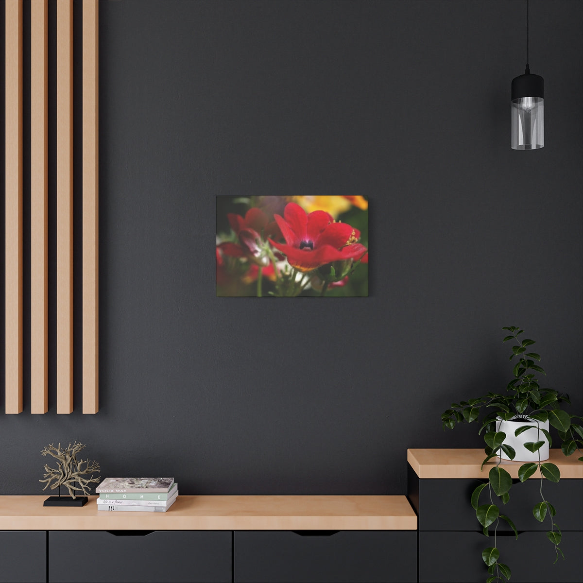 floral canvas print with red flower, size: 24''x16''