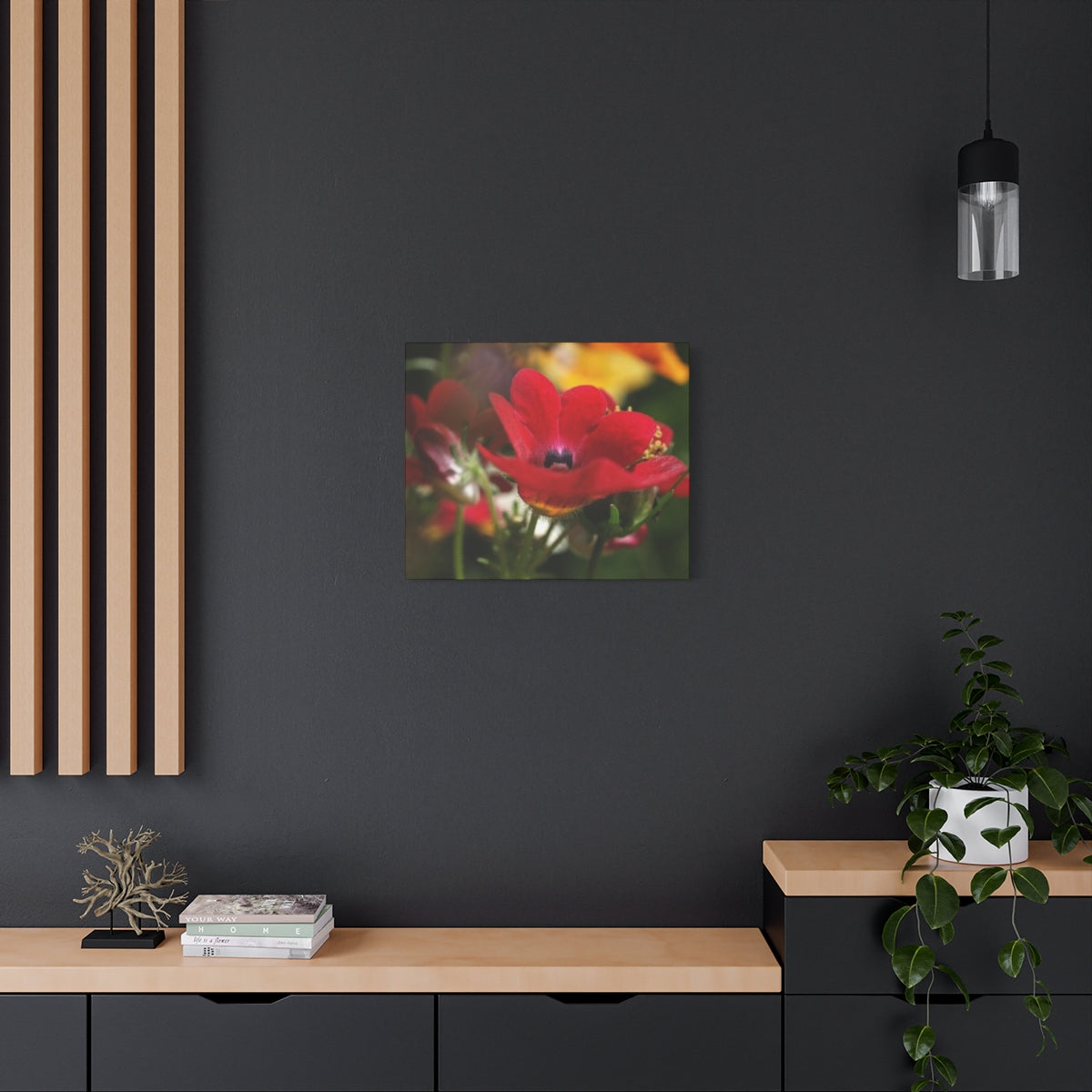 floral canvas print with red flower, size: 24''x20''
