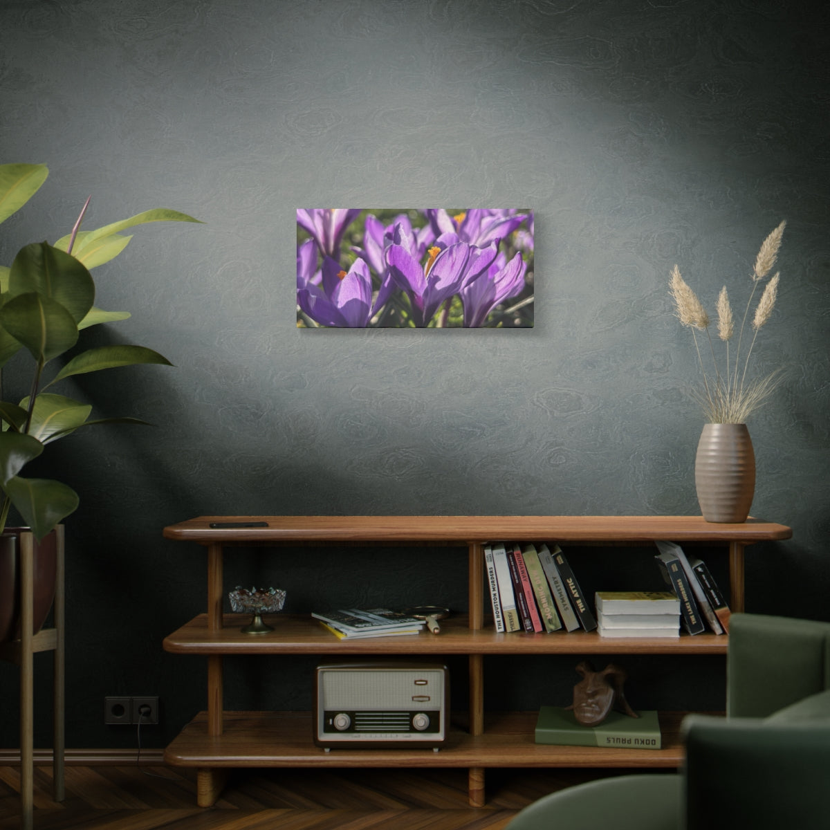 floral canvas print featuring close up of crocus, size: 30''x15''