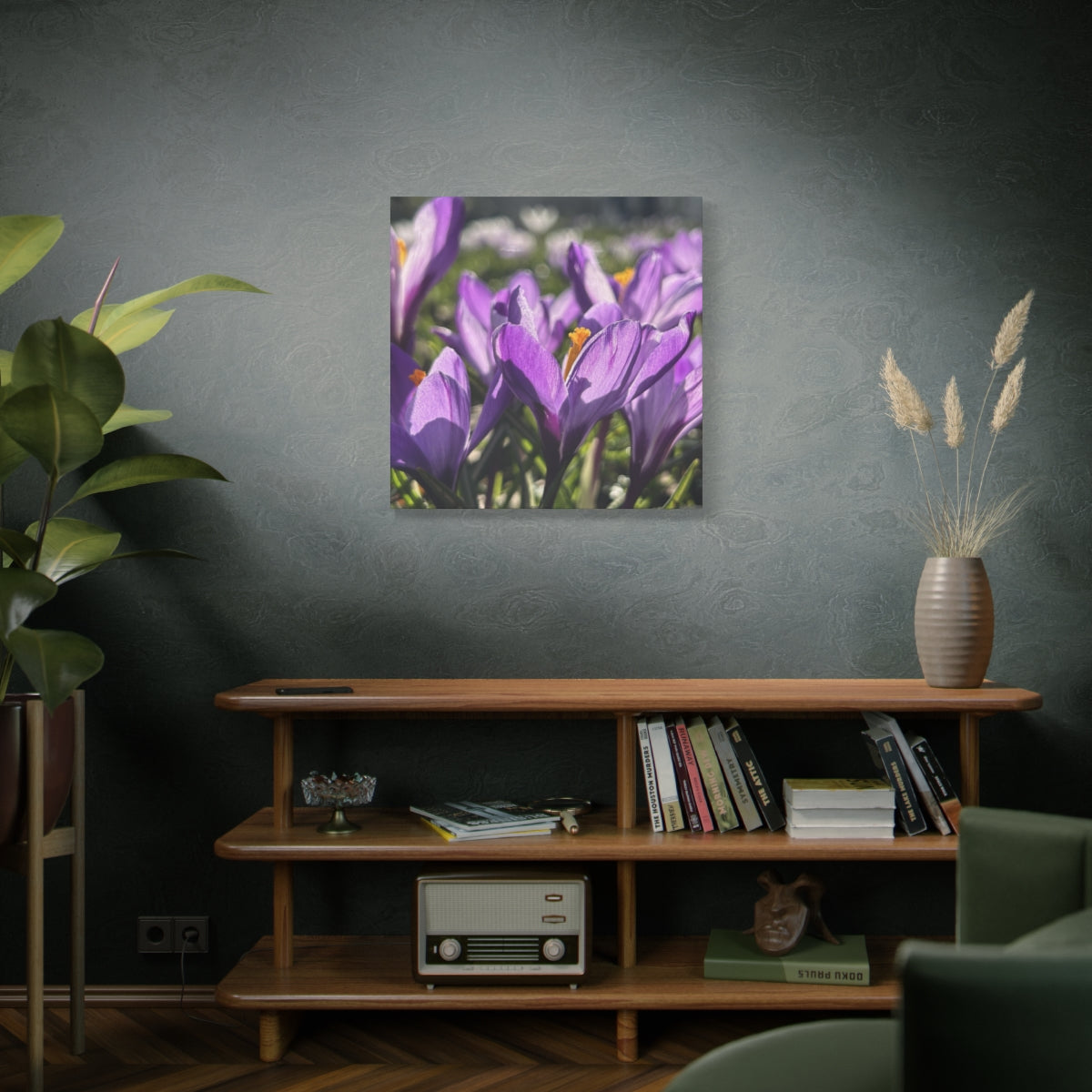 floral canvas print featuring close up of crocus, size: 30''x30''