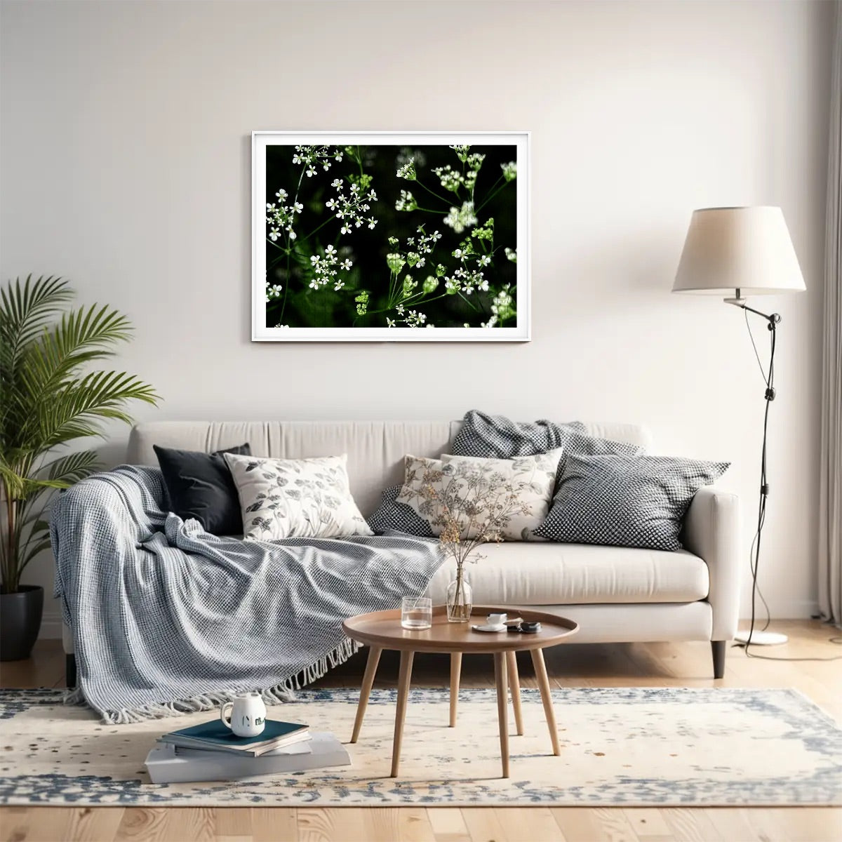 Basswood puzzle featuring a white wildflower photo in full color, soft-focused and printed with rich natural tones.