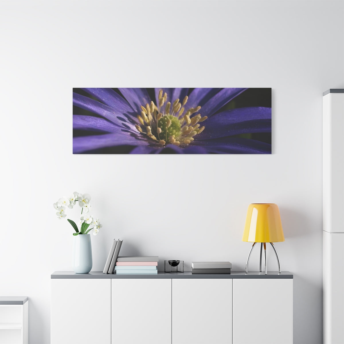 floral canvas print with purple anemone, size: 60''x20''