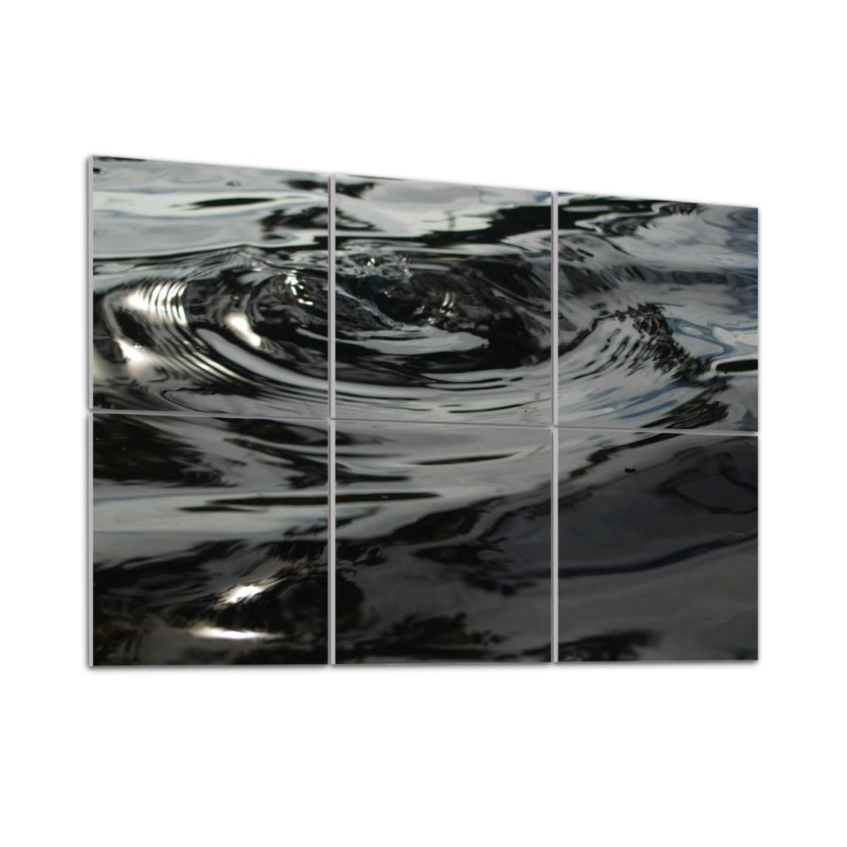 6 decorative sound absorbing wall panels featuring picture of wave rings on the water