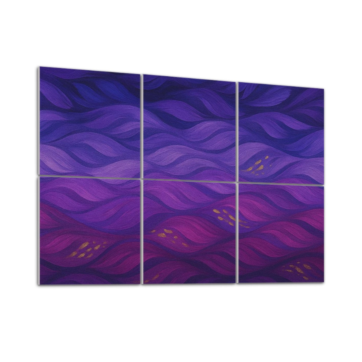 left view Gilded Amethyst Currents full color version on 6 decorative sound absorbing wall panels