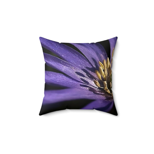 Floral Throw Pillow with Purple Anemone