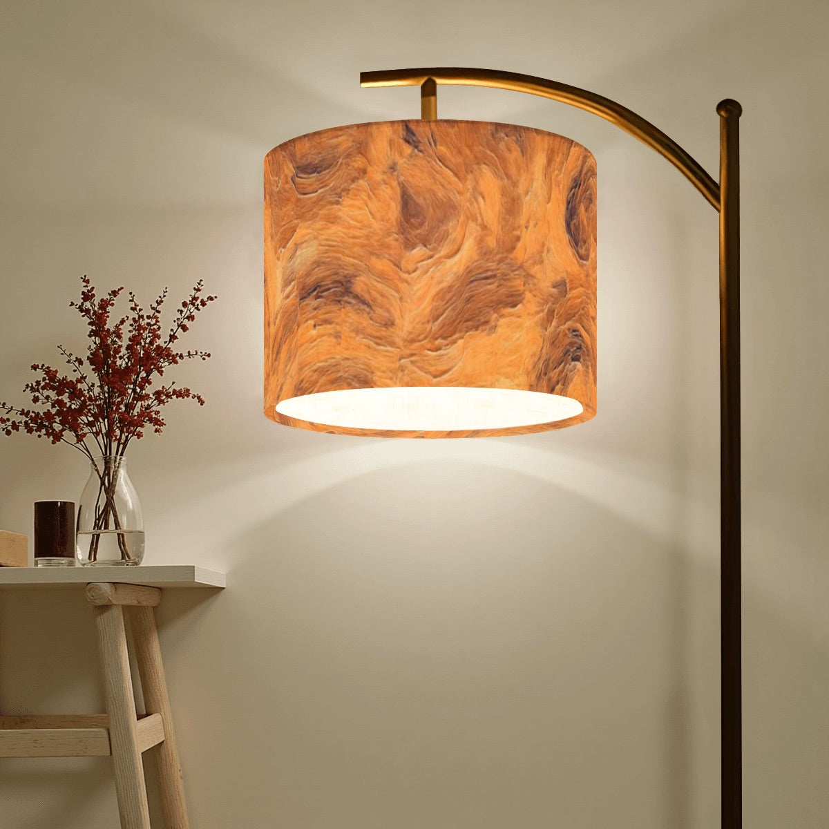 Unique Made in USA arc floor lamp replacement shade in warm red-orange design for a cozy, inviting ambiance