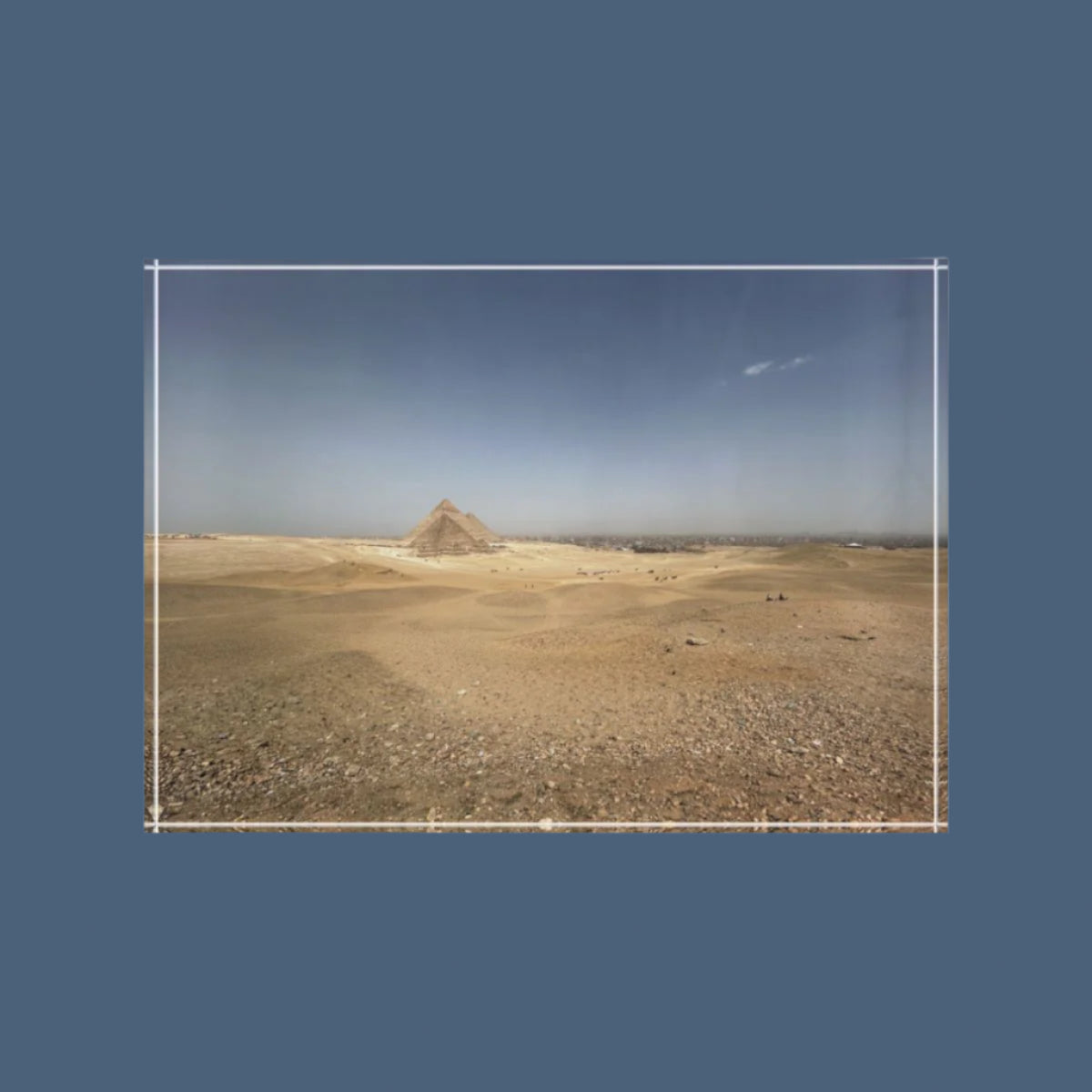acrylic photo block featuring Pyramids of Giza as seen from large distance size: 7''x5''