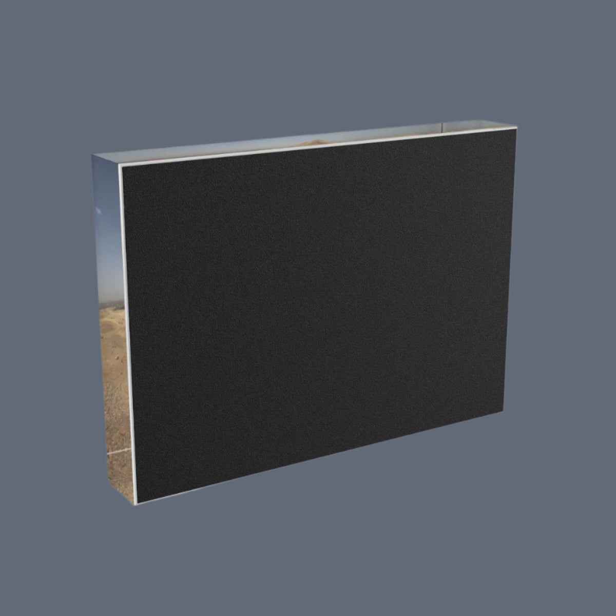 back of acrylic photo block featuring Pyramids of Giza as seen from large distance size: 7''x5''