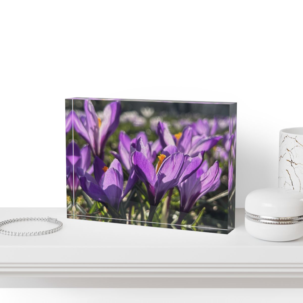 Floral Acrylic Photo Block with Crocus
