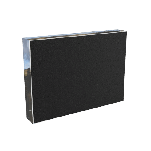 backside of Acrylic Photo Block size 7''x5'' horizontal featuring photograph of british landscape clouds trees water fence road hill in sunlight