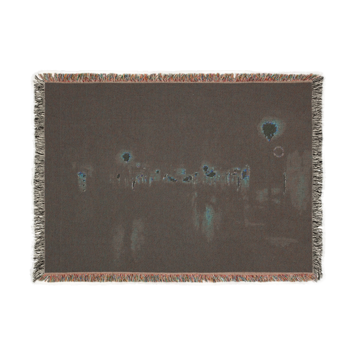 back side of woven blanket featuring Cracow atreet by night