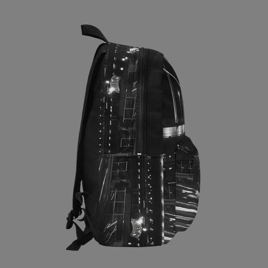 backpack featuring long exposure photograph of Budapest by night