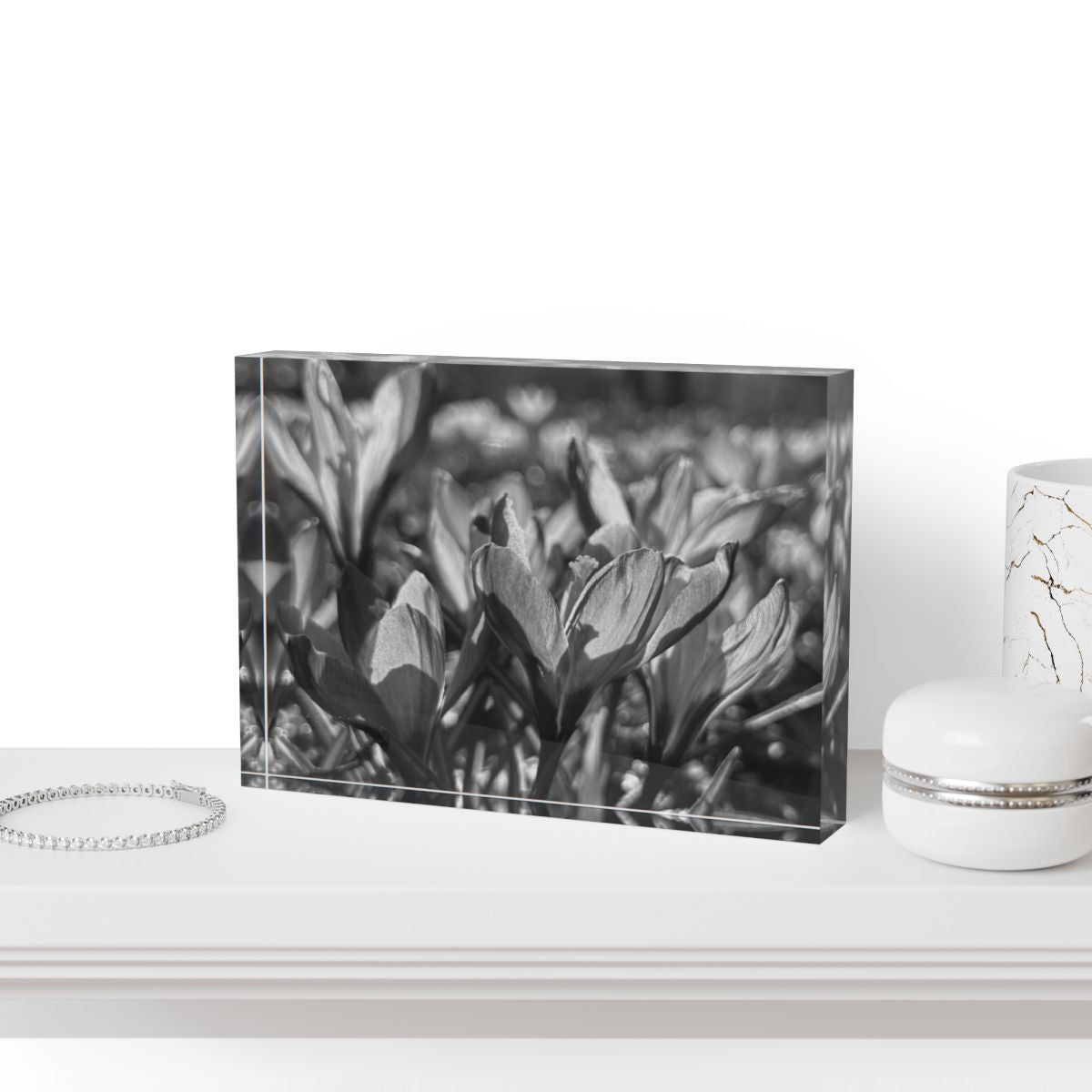 Floral Acrylic Photo Block with Crocus