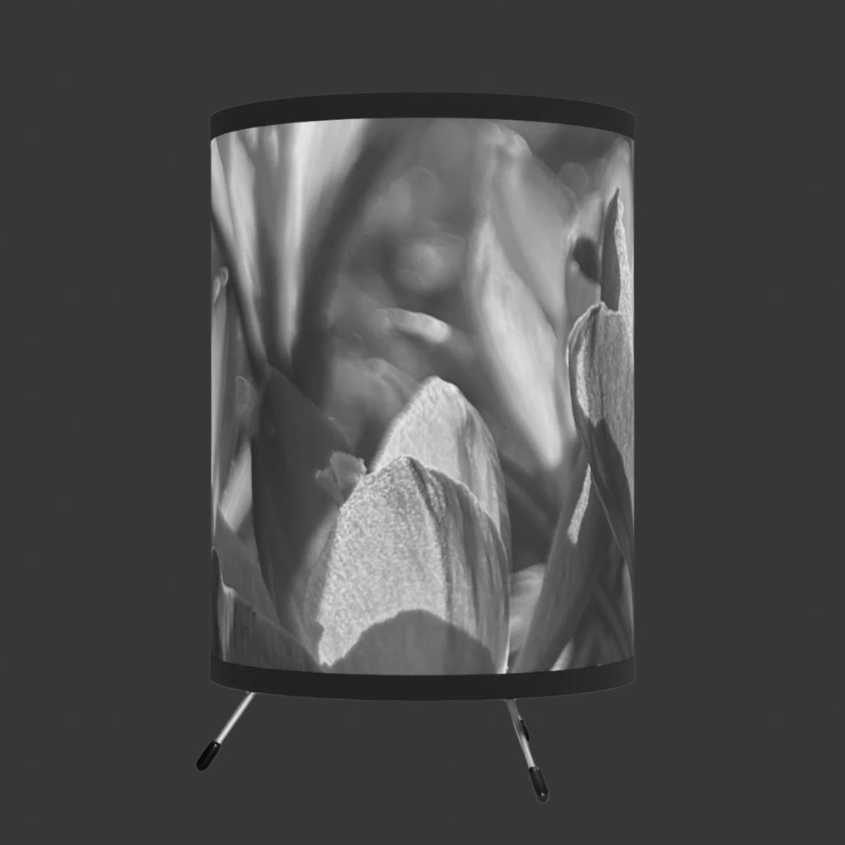 black and white floral table lamp featuring crocus, size: 7''x11''