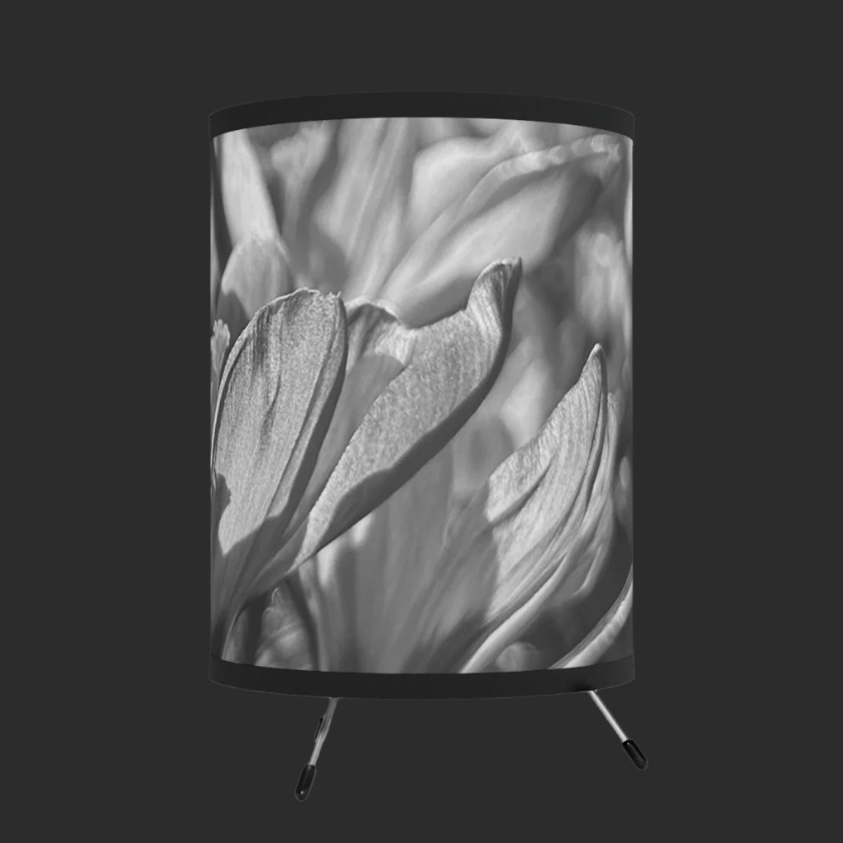 black and white floral table lamp featuring crocus, size: 7''x11''