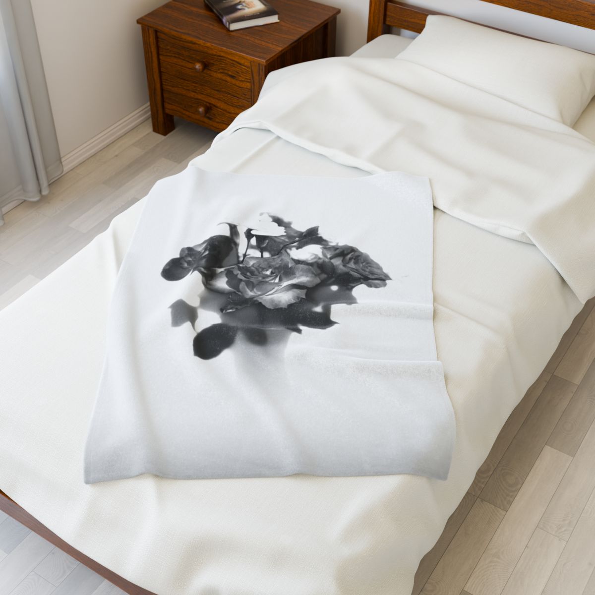 Black and White Floral Throw Blanket