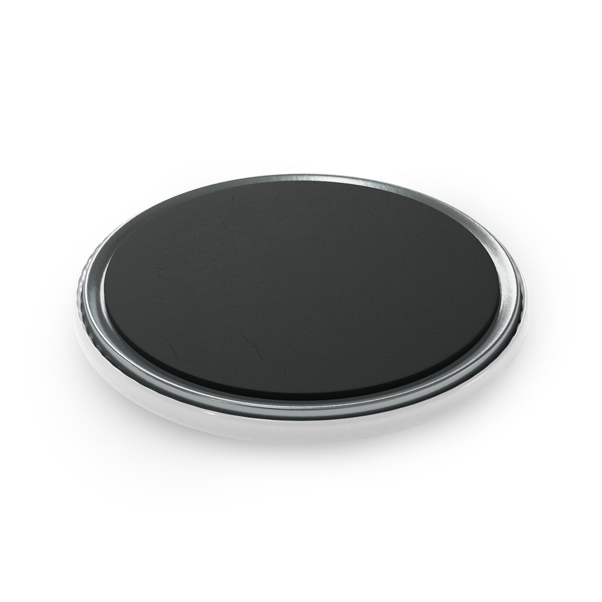 back of round floral fridge magnet featuring black and white photo of roses size: 2,25'' 5,7cm