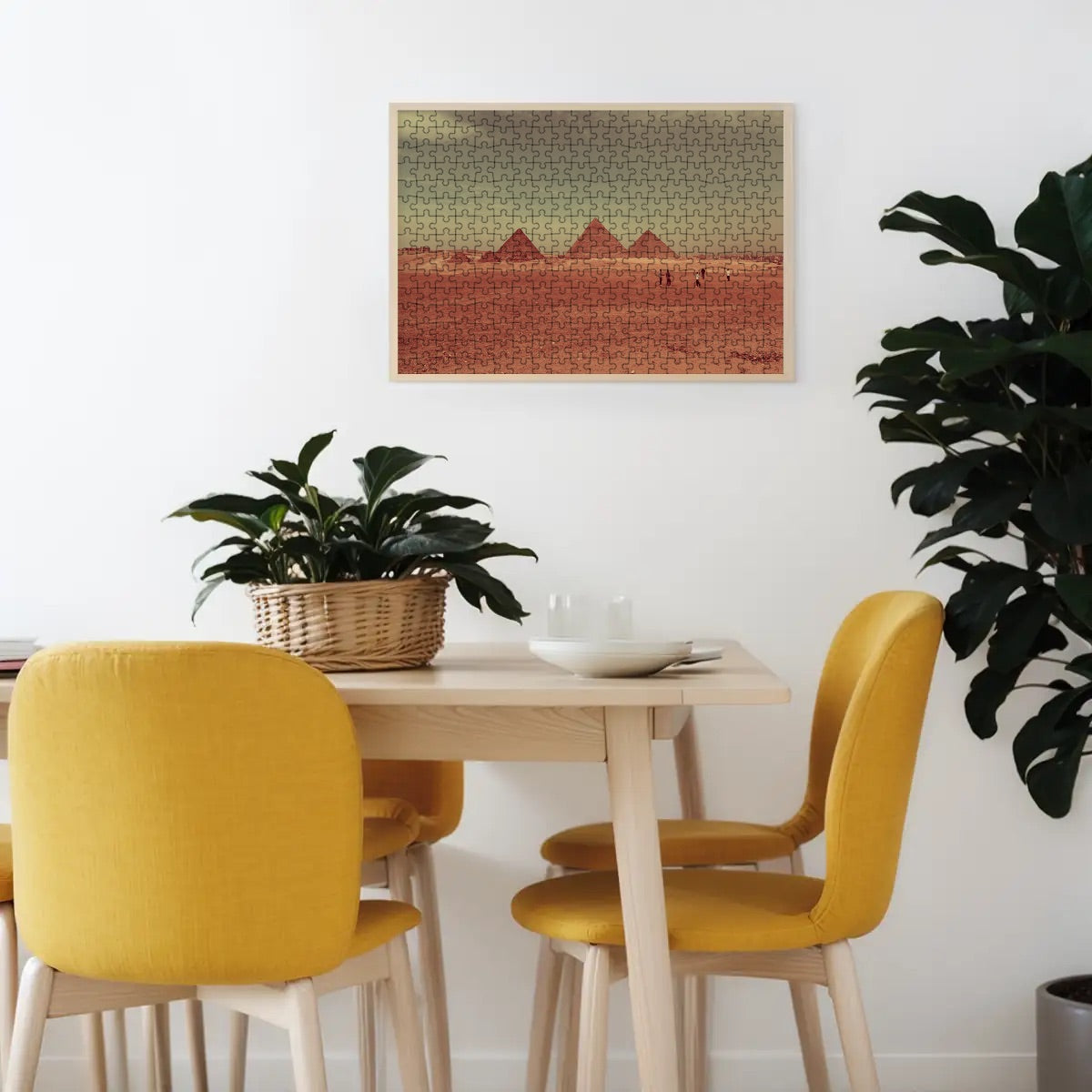 Brownie-filtered photo of the Giza pyramids, featuring warm, nostalgic brown tones.