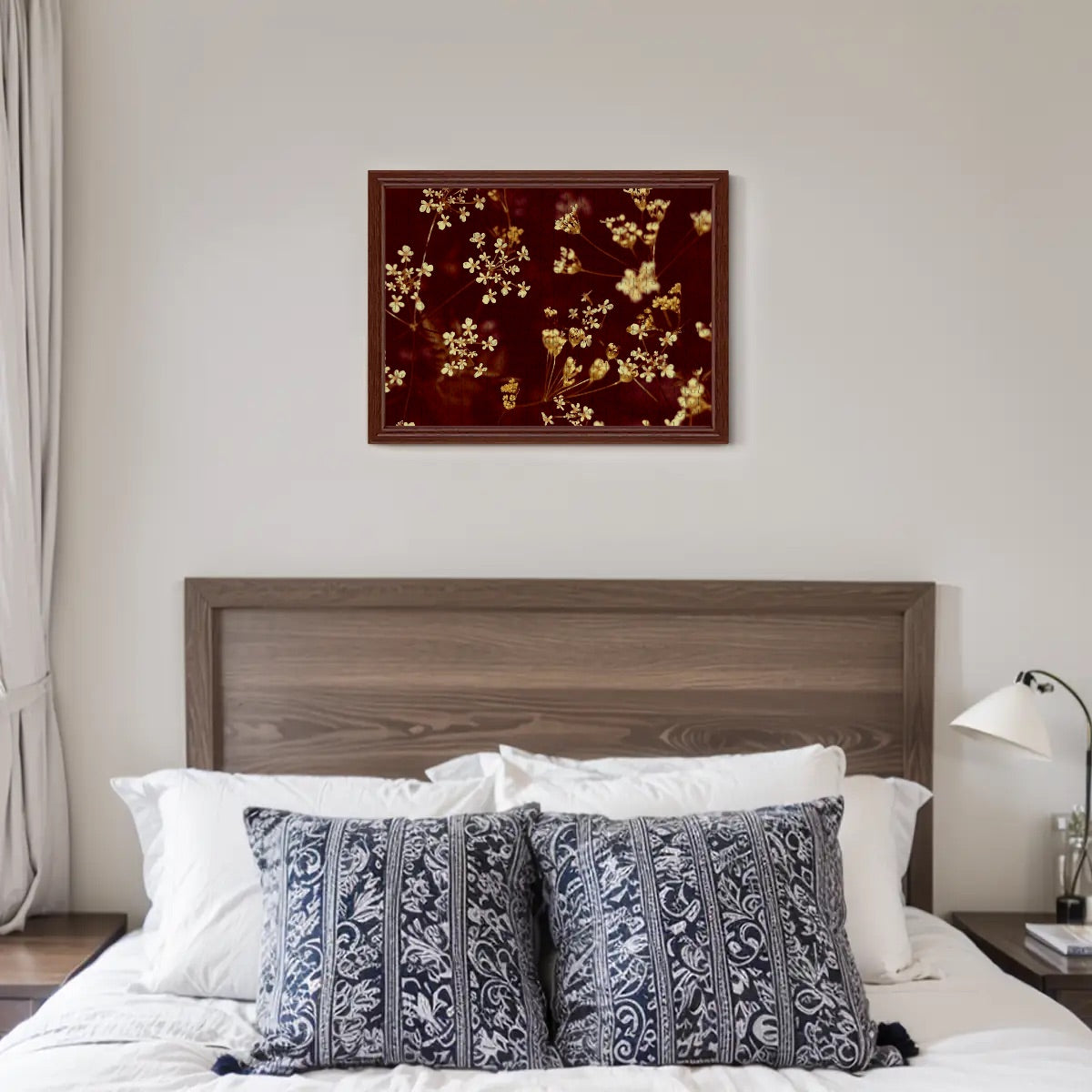 Basswood puzzle in brownie tones with soft white flowers over deep, earthy background for a grounded visual mood.