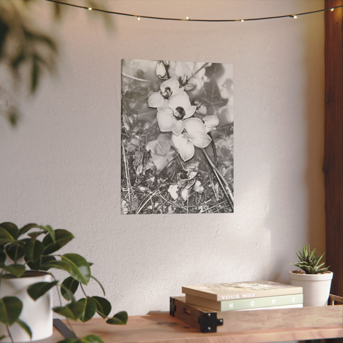 giclée canvas print featuring black and white orchids size: 11.8''x15.8''