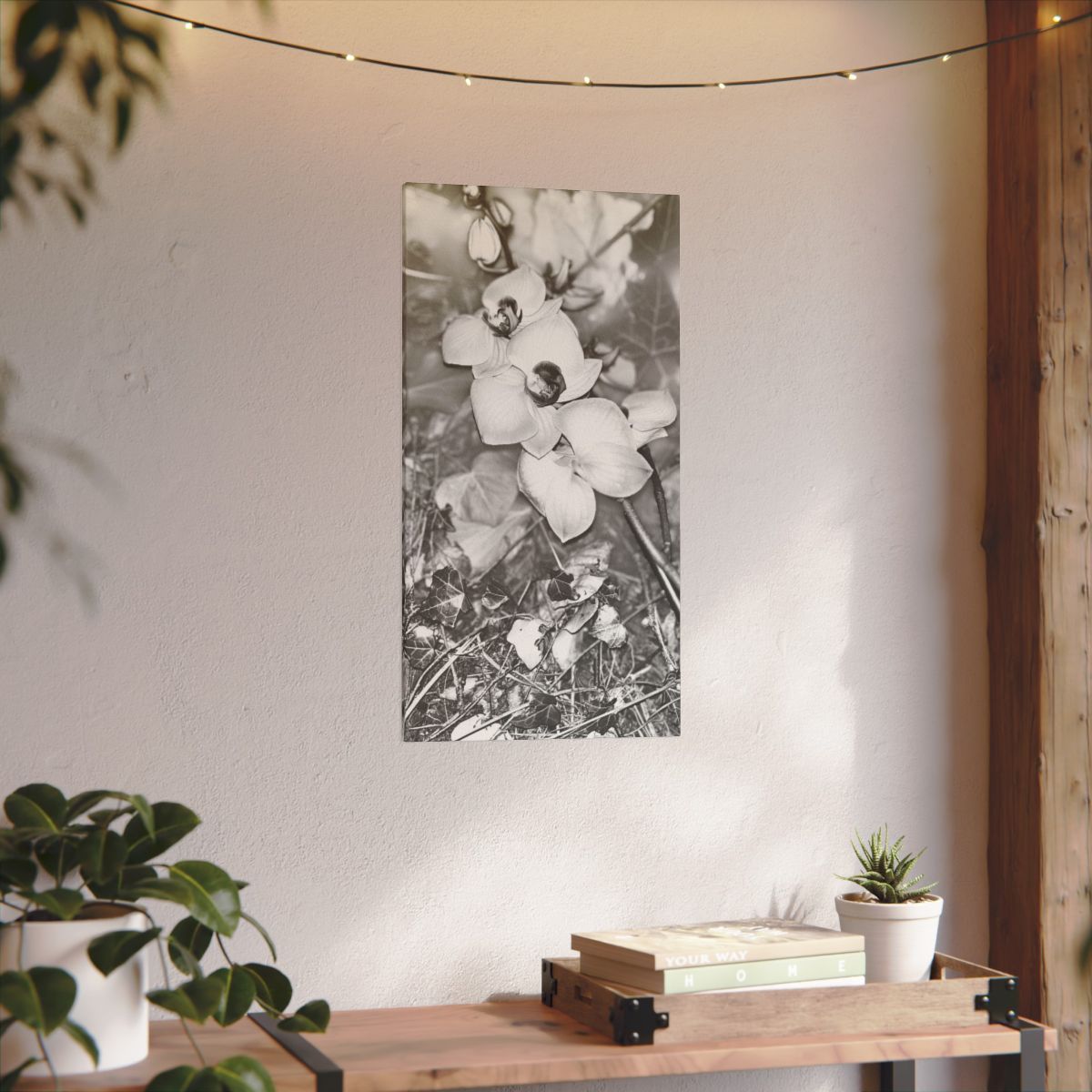 giclée canvas print featuring black and white orchids size: 11.8''x23.6''