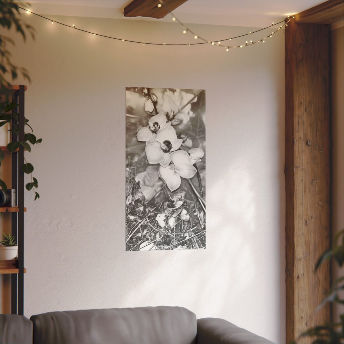 giclée canvas print featuring black and white orchids size: 19.7''x39.4''