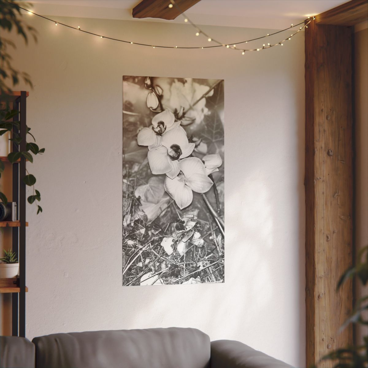 giclée canvas print featuring black and white orchids size: 23.6''x47.2''