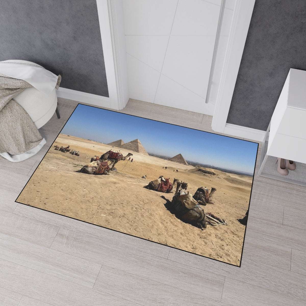 Heavy Duty Floor Mat featuring camels desert and pyramids