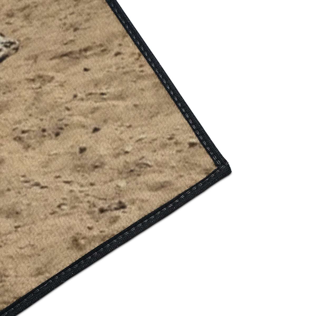 close up of the corner of Heavy Duty Floor Mat featuring camels desert and pyramids