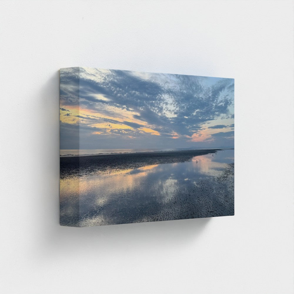 Eco-Friendly Canvas featuring Blackpool Beach Sunset X Reflection gallery wrap showing sunset sky and wet sand
