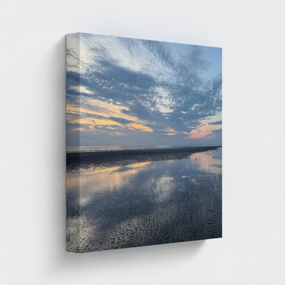 Eco-Friendly Canvas featuring Blackpool Beach Sunset X Reflection showing wet sand mirror image