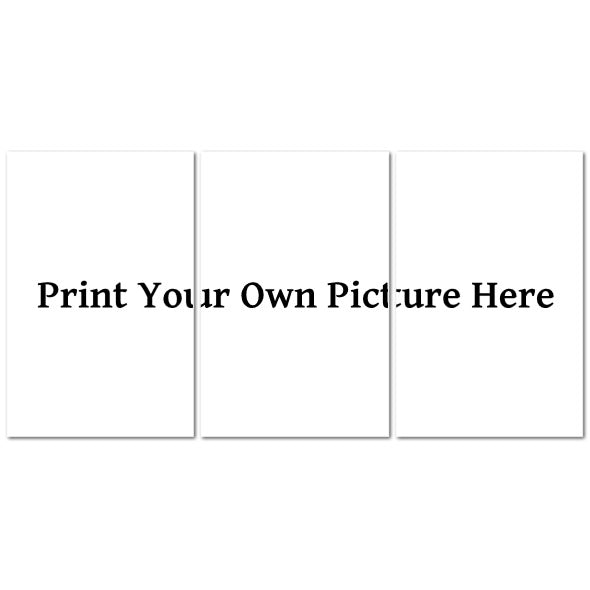 Custom Made in UK Triptych Canvas blank three panel mockup with Print Your Own Picture Here text