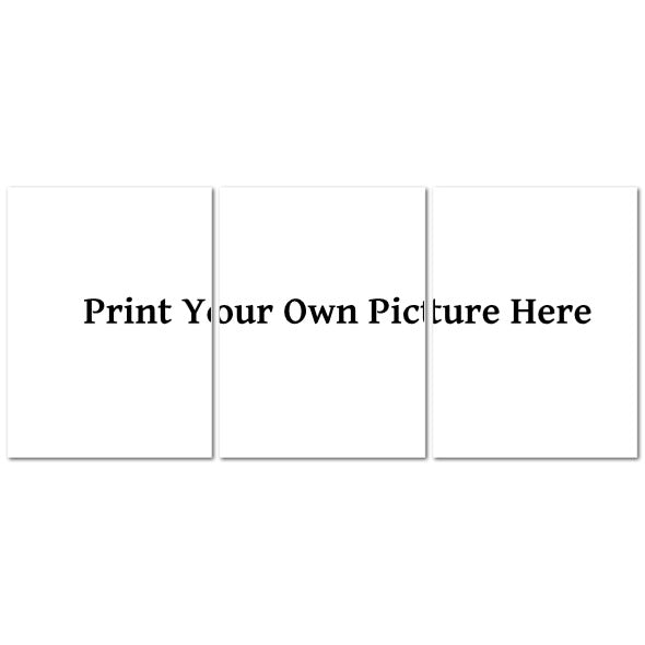 Custom Made in UK Triptych Canvas three panel mockup showing Print Your Own Picture Here for personalized wall art