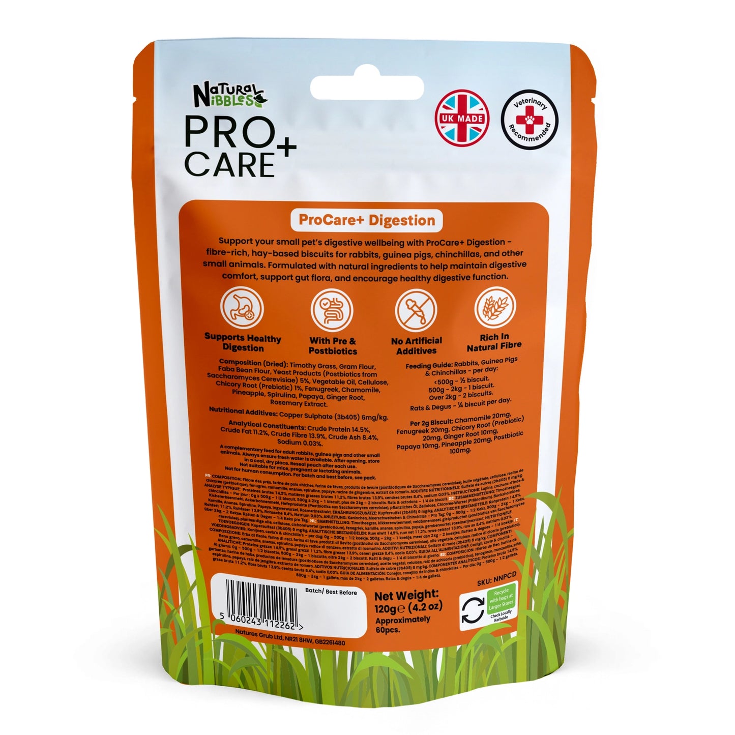 Natural Nibbles ProCare+ Digestion Treat Supplement for Rabbits, Guinea Pigs, and Small Animals