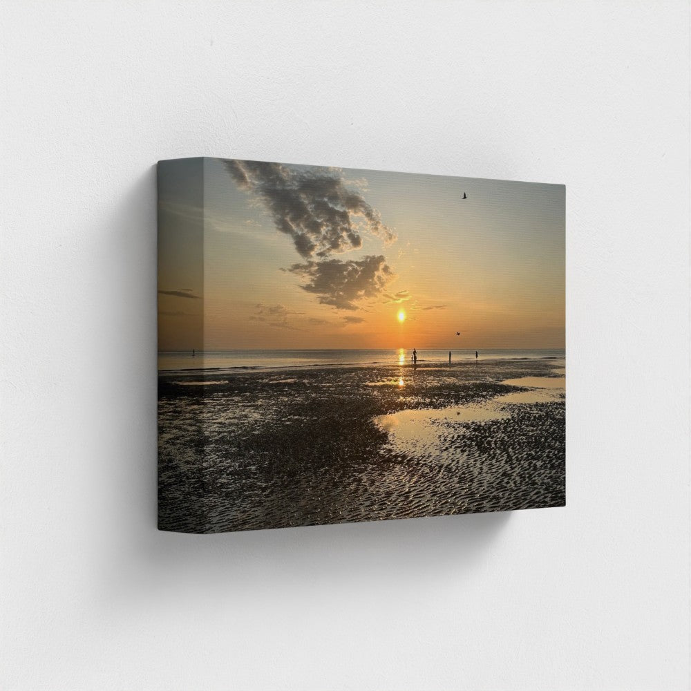 Sunset beach scene printed on a canvas using Eco-Friendly Giclee by Papi's Canvas