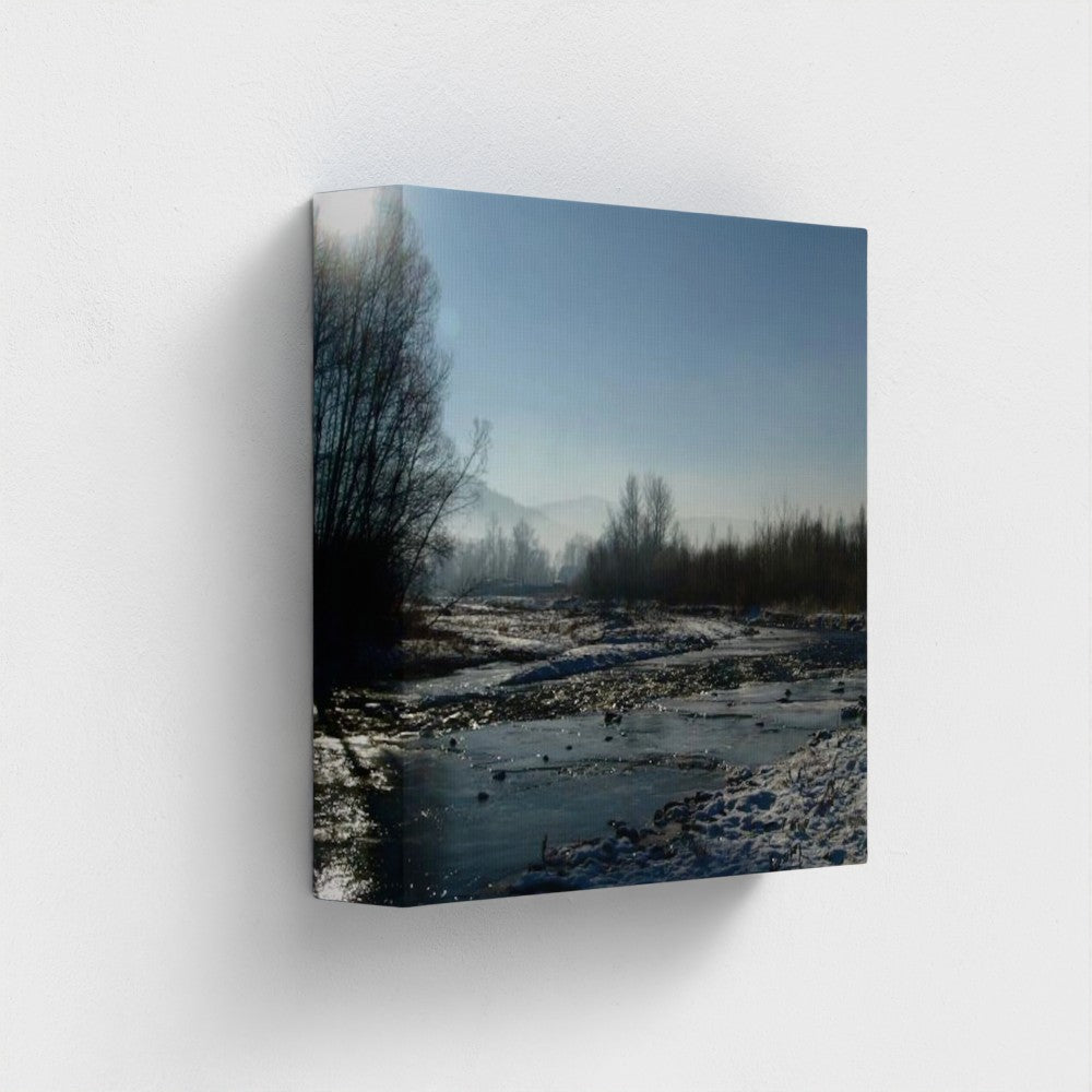 Eco-Friendly Landscape Wall Art featuring a river in winter