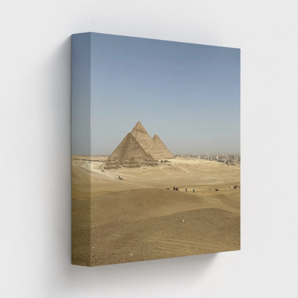 Pyramids printed on Eco-Friendly Recycled Canvas wall art by Papi's Canvas with desert landscape